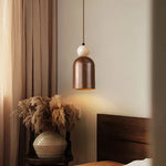 Wabi Sabi LED Pendant Lamp Yellow Travertine Wood Hanging Lights Lampara