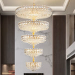 Modern Crystal Chandelier for Duplex Living Room, Lift High Hollow Design