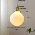 Modern White Glass Pendant Lamp Knob Switch LED Light Fixture Luminare