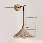 Afralia™ Nordic LED Wall Sconce Wood Cement Interior Home Decor Plug-In Bedside Light