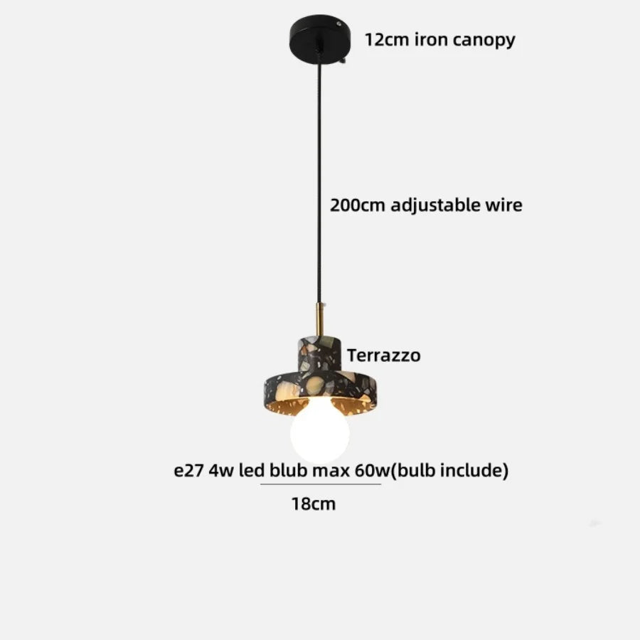 Terrazzo Stone LED Pendant Lights for Modern Home Decor