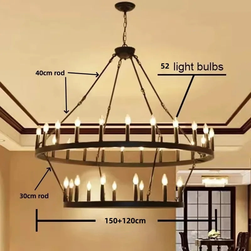 Afralia™ Black Metal LED Pendant Chandelier for Living Room and Stairs