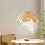 Rattan Petal Chandelier: Modern Nordic Wabi Sabi LED Pendant Light