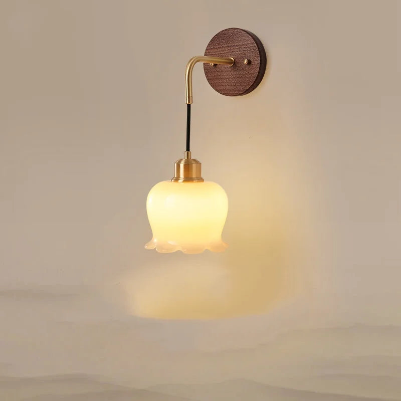 Walnut Wood LED Wall Lamp: Modern Nordic Resin Bathroom Mirror Stair Light