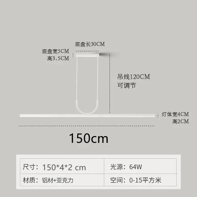 Black LED Ceiling Chandelier for Dining Room Kitchen Island - Modern Hanging Fixture