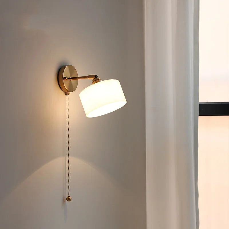 Modern White Glass Wall Sconce LED Lamp Rotates Up Down for Bathroom Stair Mirror