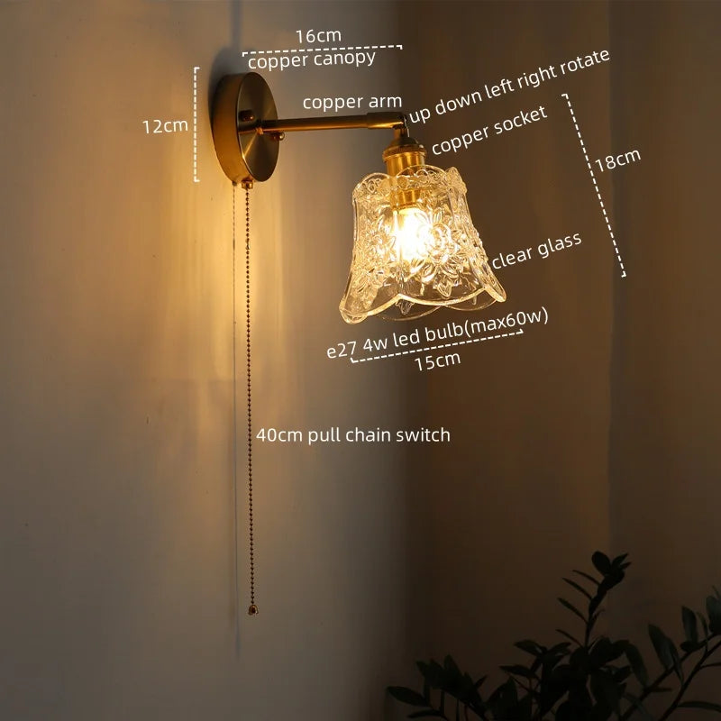 LED Wall Lamps: Nordic Modern Design with Pull Chain Switch for Bedroom, Restaurant, Bathroom