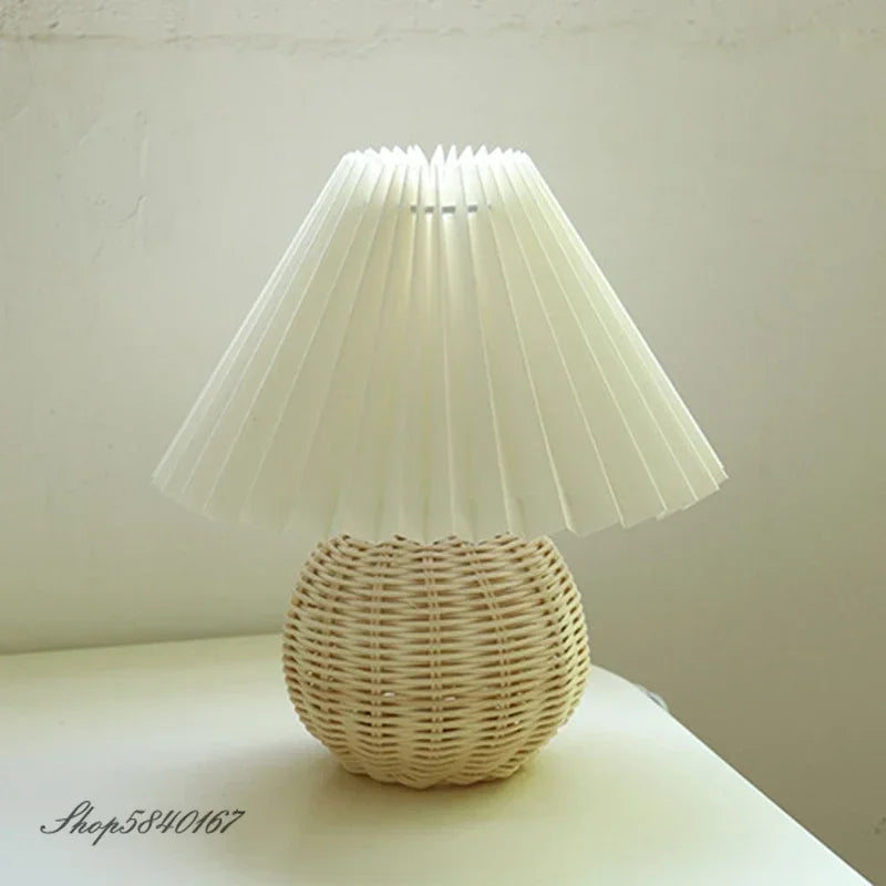 Nordic Ceramics Table Lamp - Modern Desk Light with Pleated Lampshade for Cozy Home Lighting