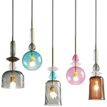 Scandinavian Macaron Stained Glass Chandelier with E27 Bulb