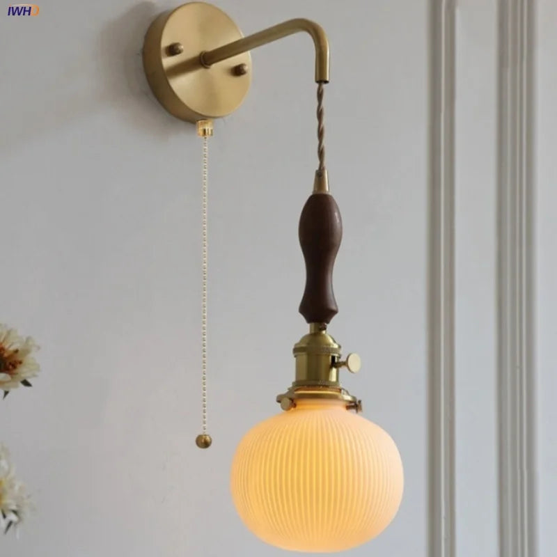 Walnut Wood LED Wall Sconce - Modern Nordic Stair Light Fixture