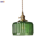 Green Glass LED Pendant Light: Nordic Modern Hanging Lamp for Bedroom Dining Room
