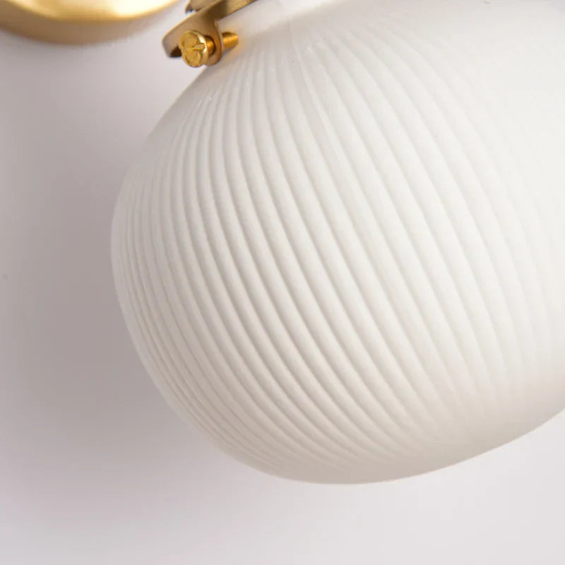 White Ceramic Ball LED Wall Lamp - Japanese Vintage Wall Sconce Lighting