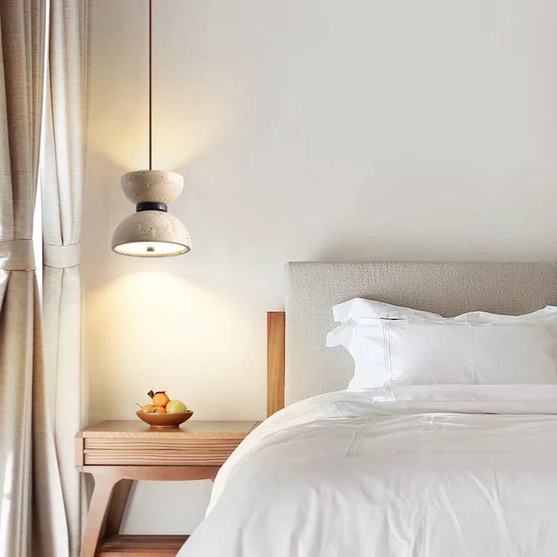 Yellow Travertine LED Hanging Pendant Light for Home Decor Bedroom Dining Living Room