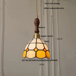 Walnut Wood LED Pendant Light Fixture with Colorful Glass Hang Lamp