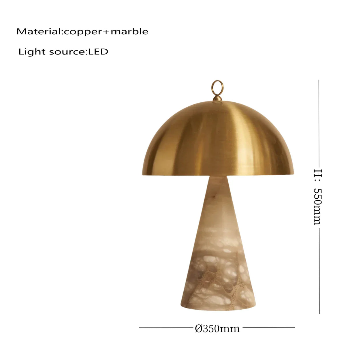Copper Marble Table Lamps Gold Stone Desk Lighting Bedside Decor Items