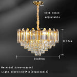 Gold Amber Crystal Chandelier Lights Modern Room Decor Hanging Lamp