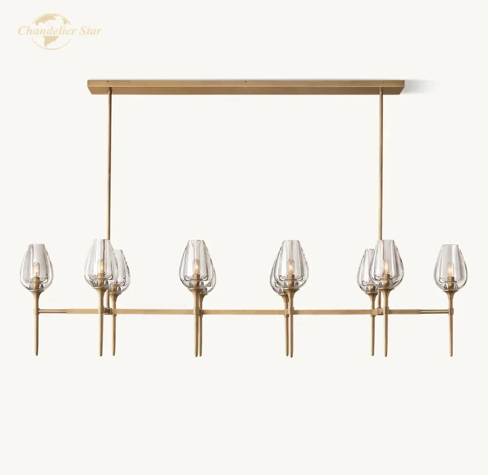 Tulip Linear Crystal Chandelier Brass Chrome Black Pendant Lights