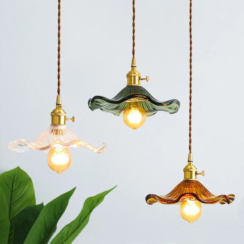 Afralia™ Brass Glass Lotus Leaf LED Pendant Lamp: Nordic Minimalism for Living, Dining, Bedroom
