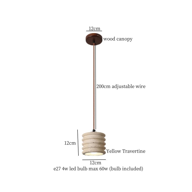 Afralia™ Wabi Sabi LED Pendant Lamp Yellow Travertine Interior Lighting for Living Room