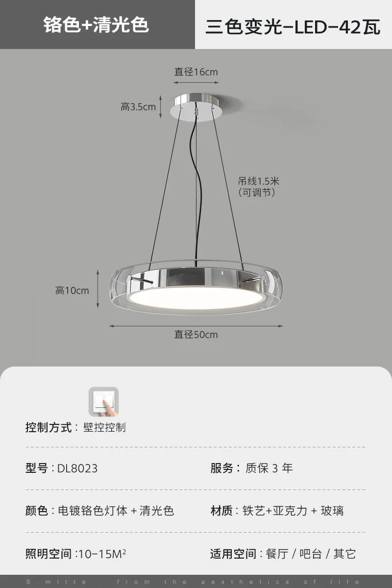 Minimalist Glass Pendant Light LED for Bedroom Living Room Cafe