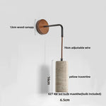 Afralia™ LED Wall Lamp Pull Chain Switch Wood Nordic Modern Yellow Travertine Mirror Light
