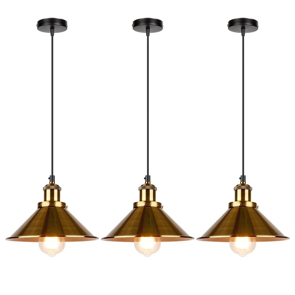 Vintage Industrial Chandelier - Retro Loft 3-Head Pendant Lamp in High-Quality Black Gold Finish