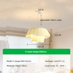 Nordic Pleated Fabric E27 Pendant Light Dining Room Creamy Hanging Lamp Bedroom Suspend Lamp - Afralia™