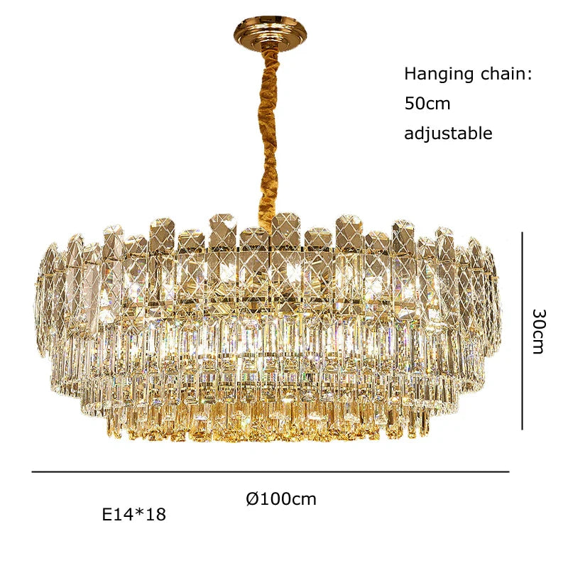 Gold Lustre Chandelier LED Crystal Light Fixture - Postmodern Luxury Hanging Lamp