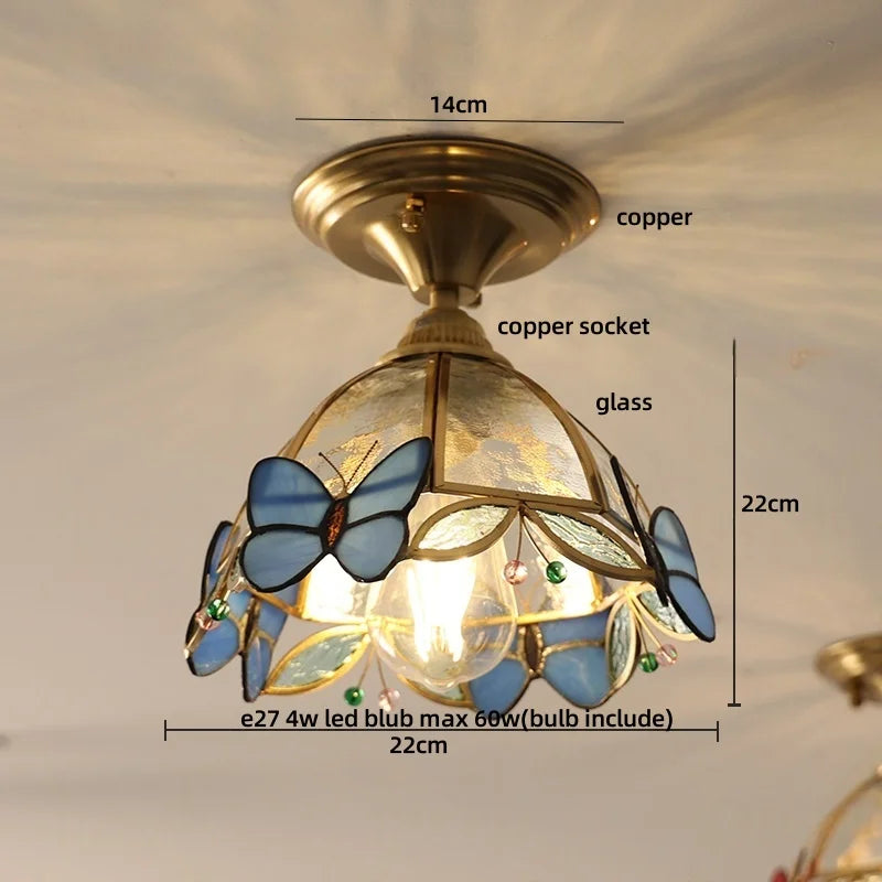 Modern Butterfly Glass Ceiling Light Fixture