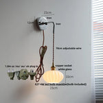 Ceramic Canopy LED Wall Lamp, Adjustable Wire, Pull Chain Switch