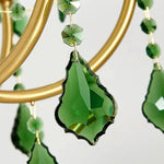 Green Crystal Chandelier for Living Room - Bohemian Style LED Pendant Lighting