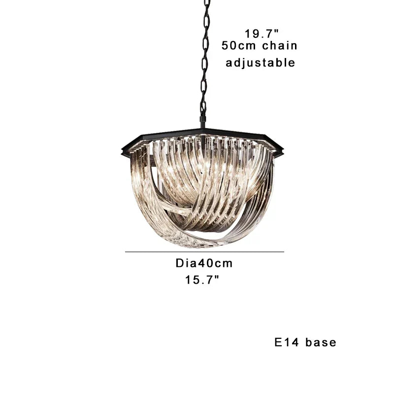 Modern Curved Glass Crystal Chandelier for Elegant Living Room & Dining Room Decor