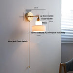 Glass LED Wall Sconce Pull Chain Switch Modern White Stair Light