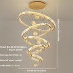 Afralia™ Luxury Glass Globe Chandelier Pendant Light with Dimmable LED for Modern Stairs