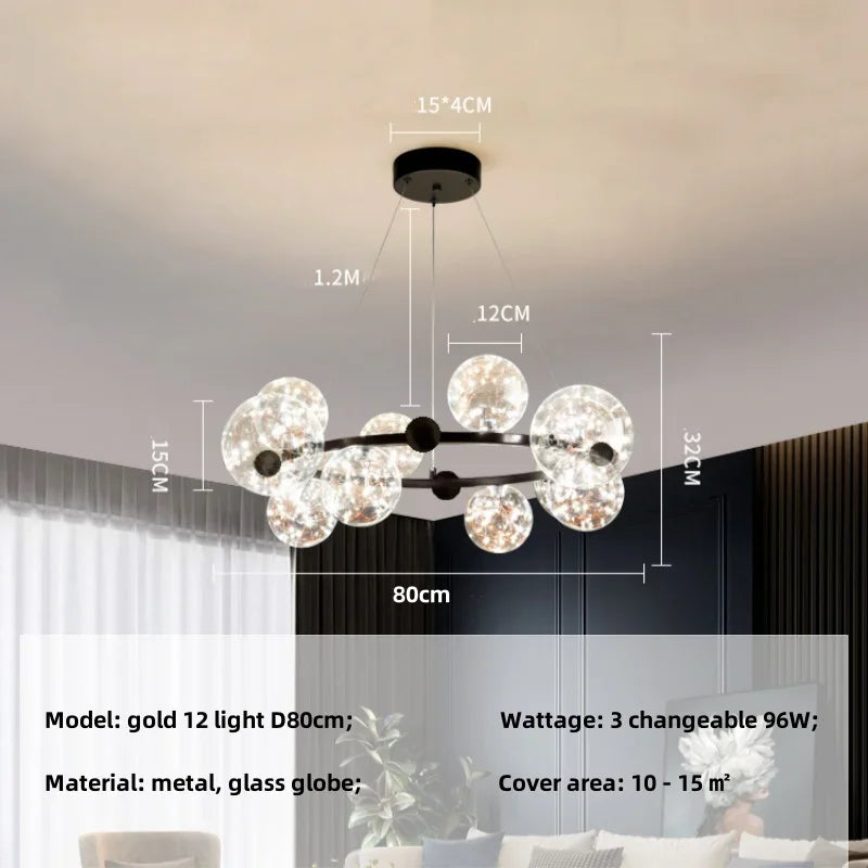 Modern Dimmable Metal Pendant Lights with Glass Globe for Dining Room & Bar
