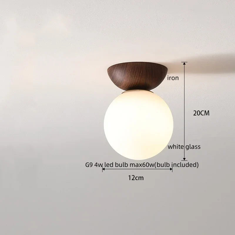 Walnut Glass LED Ceiling Lamp for Modern Living Room Art Decoration