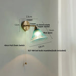 Blue Glass Wall Sconce Pull Chain Switch Modern Stair Light