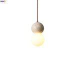Afralia™ Glass Ball LED Pendant Lamps Vintage Yellow Travertine Hanging Light