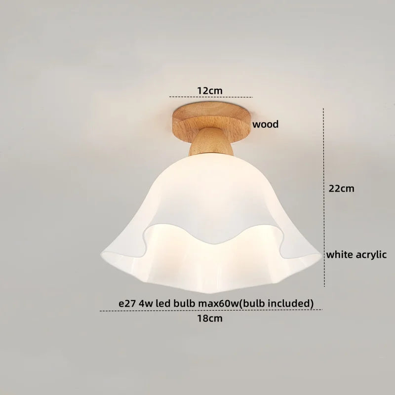 Wood Glass LED Ceiling Lamp Modern Kitchen Living Room Light Fixture