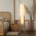 Solid Wood Floor Lamp with Fabric Shade