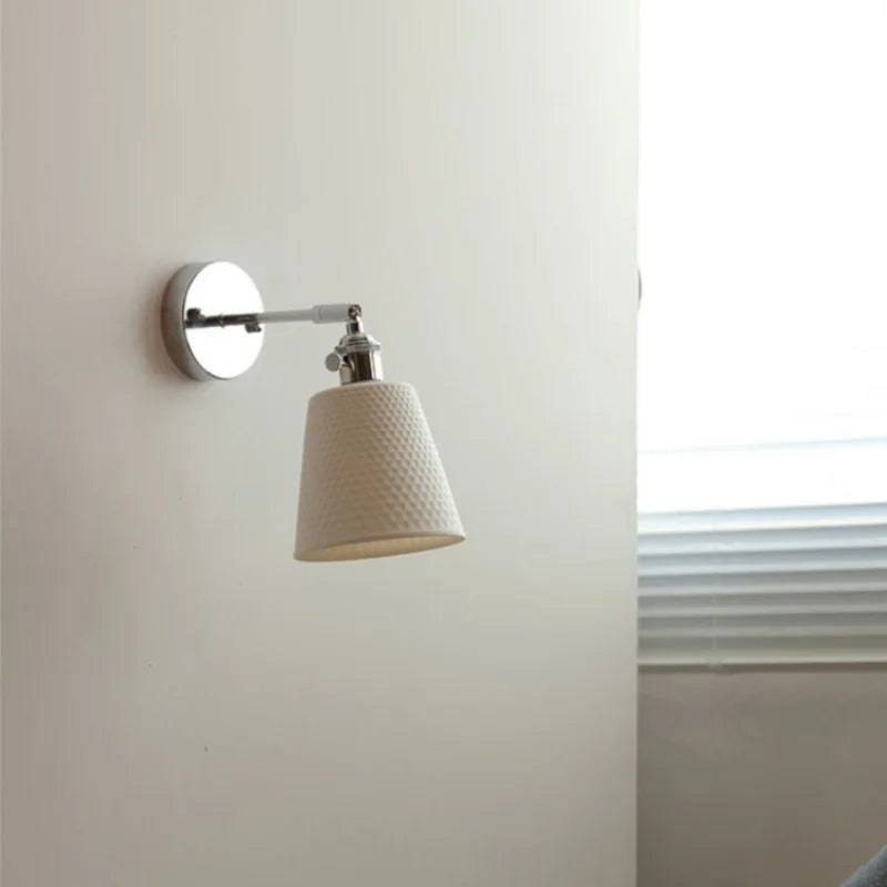 Ceramic LED Wall Light Fixture Up Down Rotate Modern Style Bedside Lamp
