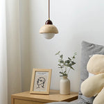 Yellow Travertine LED Glass Pendant Light - Japanese Style Living Room Fixture