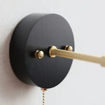 Black Wood LED Wall Light with Pull Chain Switch, Rotating Japanese Style Bedside Lamp