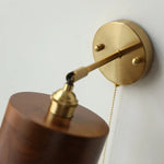 Walnut Wood LED Wall Lamp Sconce Rotatable Up Down Pull Chain Switch Canopy