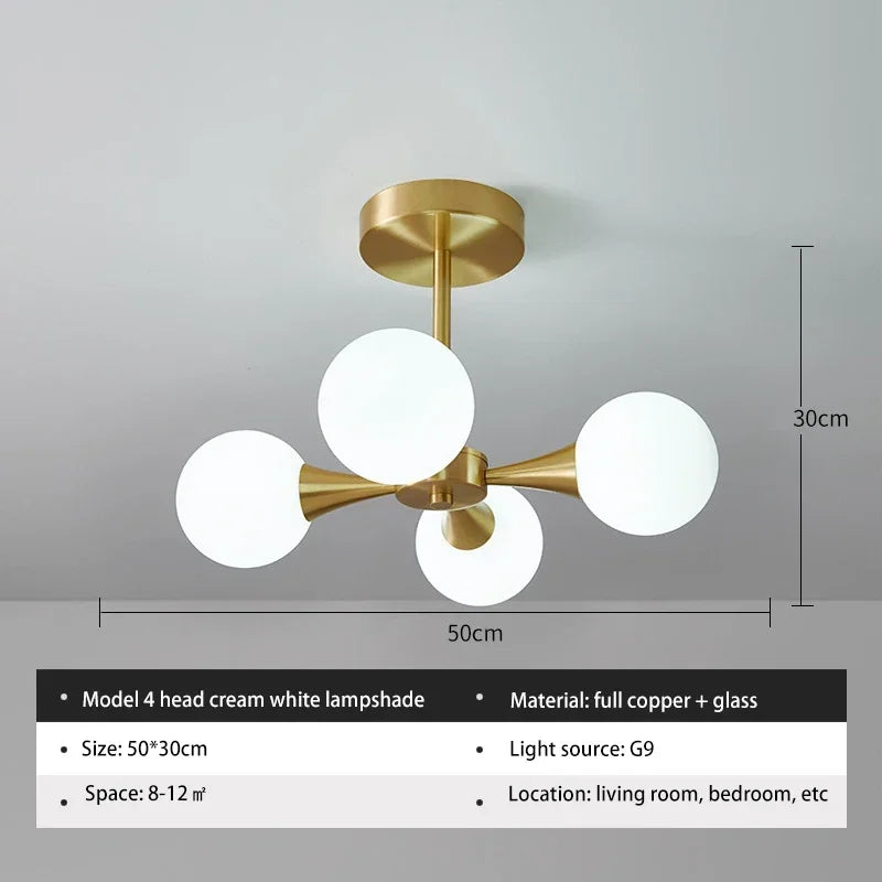 Glass Ball Chandelier Pendant Light Fixture for Living Dining Bedroom