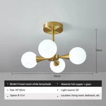 Glass Ball Chandelier Pendant Light Fixture for Living Dining Bedroom