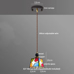 Tiffany Glass Wood LED Pendant Lamp Modern Nordic Hanging Light Fixutre