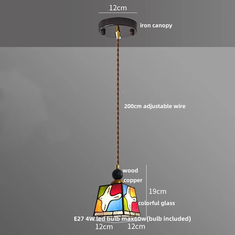 Afralia™ Peace Dove Tiffany Style LED Pendant Light Fixture Glass Hanging Lamp