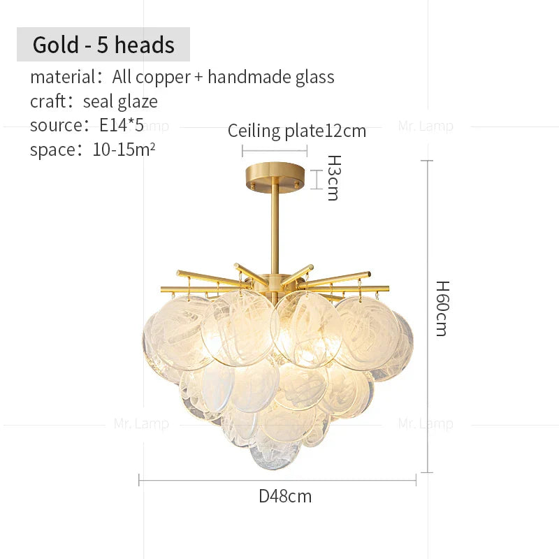 Modern Black Gold All-Copper Chandelier for Living Room Restaurant Nordic Minimalist