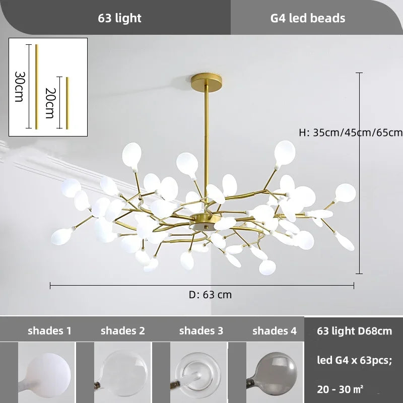 Afralia™ Nordic G4 LED Chandelier: Modern Branch Pendant Light, Gold/Black, Art Decor Lighting